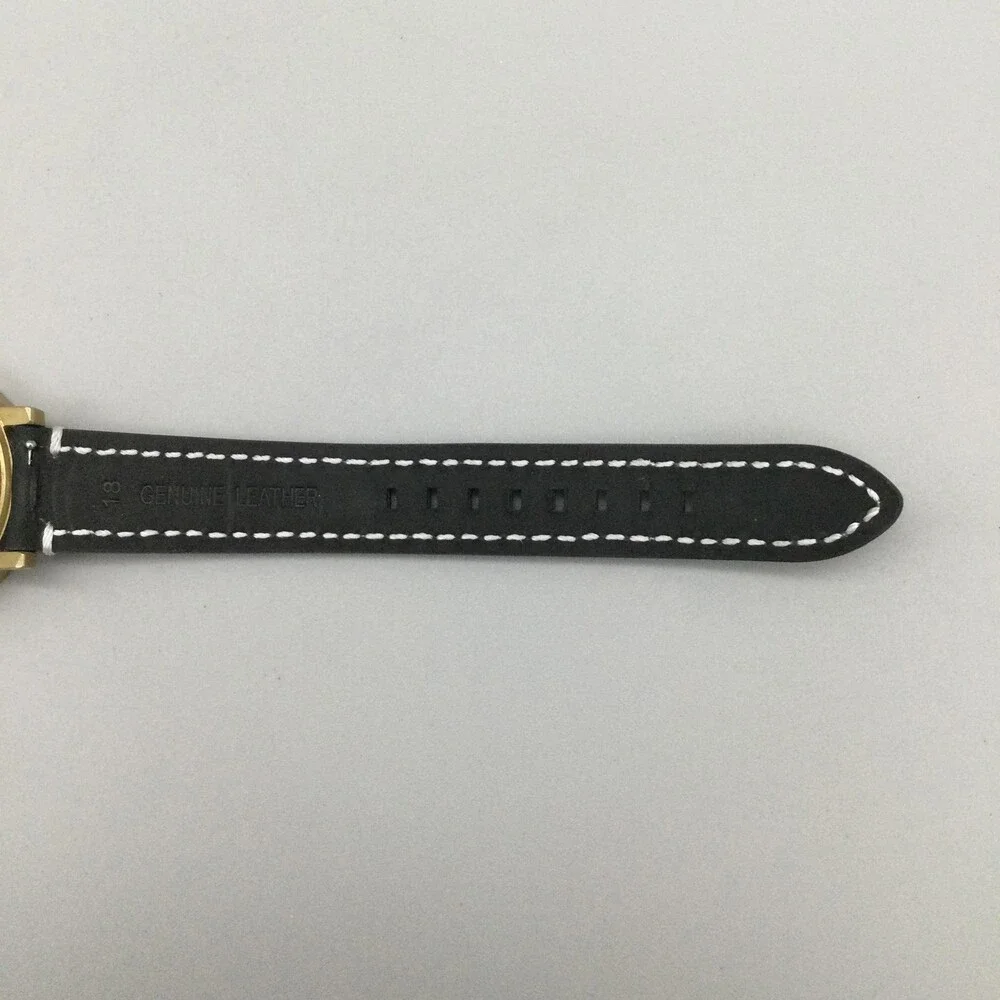 VOID Mens Watch 38mm Black Dial Gold Tone Leather Date V03B New Battery